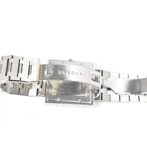 45A - A Bulgari Quadrato, quartz, stainless steel wristwatch, the black dial signed Bvlgari with silvered ... 