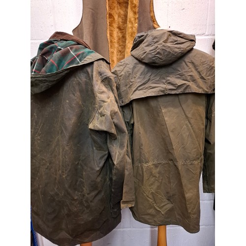 26 - Barbour- Three items comprising a Northumbria green wax jacket 42