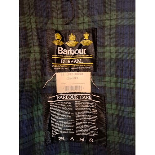 26 - Barbour- Three items comprising a Northumbria green wax jacket 42