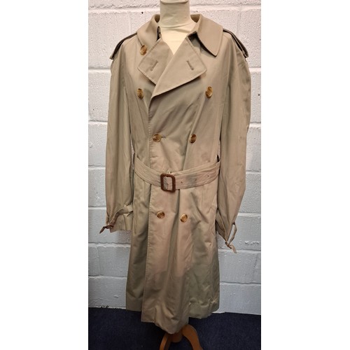 62 - Two beige trench coats comprising a London Fog size 46 regular with matching belt and an Aquascutum ... 