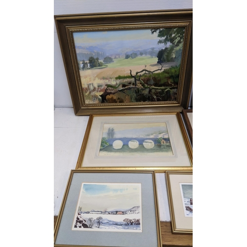 315 - A collection of framed pictures by Len Connor to include a watercolour titled 'From Smarts Hill near... 