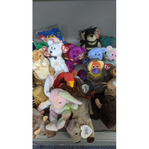 35 - A large collection of TY Beanie Bears, all with original tags, to include Christmas related examples... 