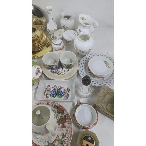 370 - A large mixed lot of pottery and ceramics to include a Belleek vase, pin dish and one other, Villero... 