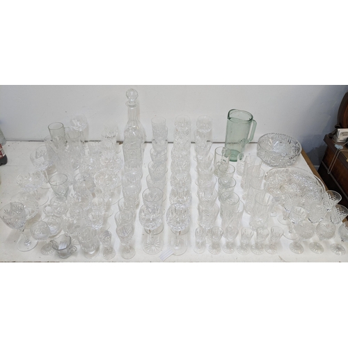 418 - A collection of crystal glassware to include decanters, wine glasses and others
Location: G
If there... 