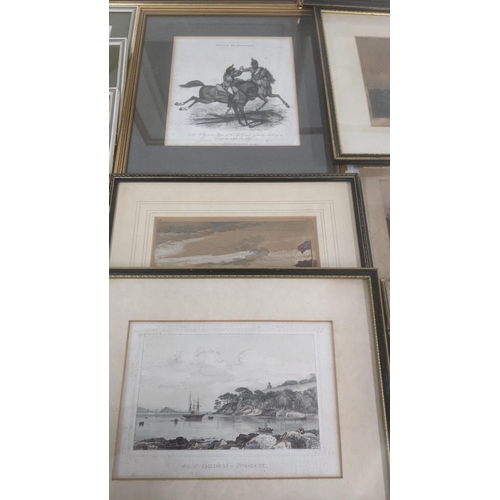 50 - !9th century and later etchings and engravings to include Harold Wylie etching depicting  ships out ... 