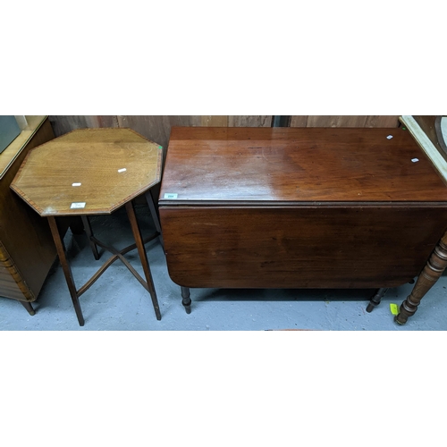 443 - A selection of small furniture to include a late Georgian mahogany drop leaf table 72cm x 90cm x 44c... 