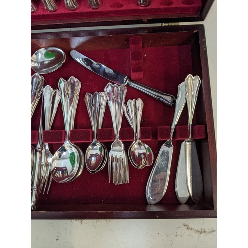 411 - A John Stephenson Sheffield silver plated canteen of cutlery, one piece missing
Location:6-4
If ther... 