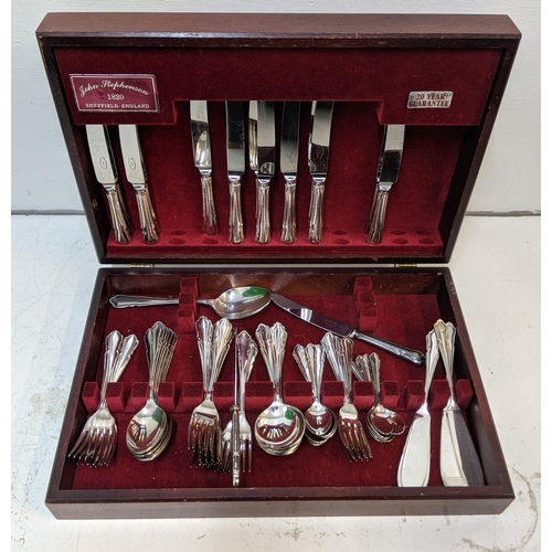 411 - A John Stephenson Sheffield silver plated canteen of cutlery, one piece missing
Location:6-4
If ther... 