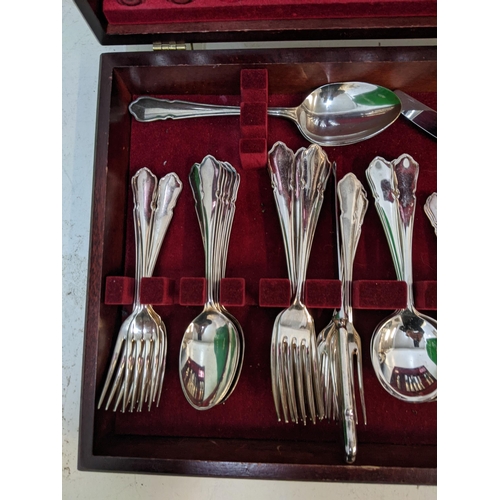 411 - A John Stephenson Sheffield silver plated canteen of cutlery, one piece missing
Location:6-4
If ther... 