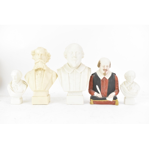 516 - A collection of late 19th/early 20th century busts to include four parian busts of Shakespear, the l... 