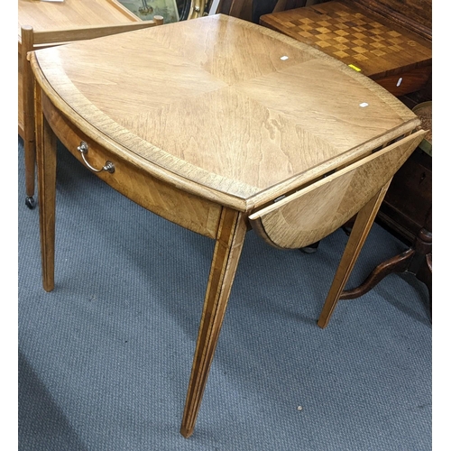 16 - A reproduction Regency inspired Pembroke fall flap table with a single drawer 74cm h x 74.5cm w Loca... 