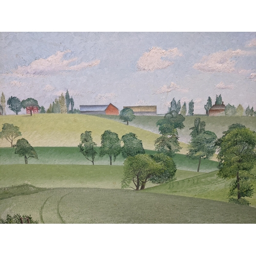 454 - Two paintings, 'Town and Country' oil on board a view of South Woddham Ferrers and the other titled ... 