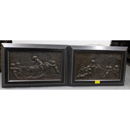 482 - After Clodian (Claude Michel known as Clodian 1738-1814) - a pair of bronzed bas relief plaques, Enf... 