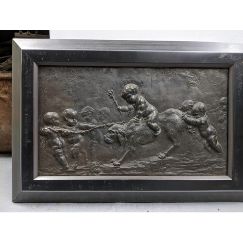 482 - After Clodian (Claude Michel known as Clodian 1738-1814) - a pair of bronzed bas relief plaques, Enf... 