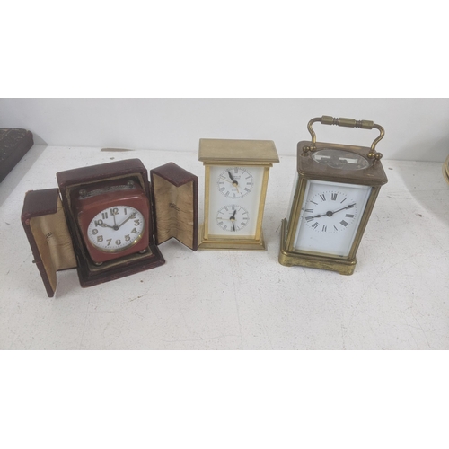 509 - Three carriage clocks to include a mid 20th century brass example and two others
Location: 5.2 
If t... 