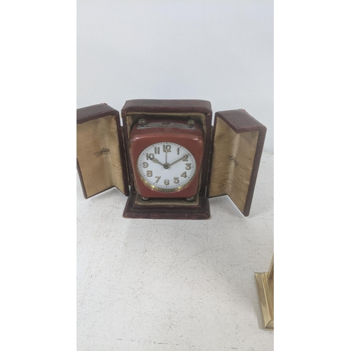 509 - Three carriage clocks to include a mid 20th century brass example and two others
Location: 5.2 
If t... 