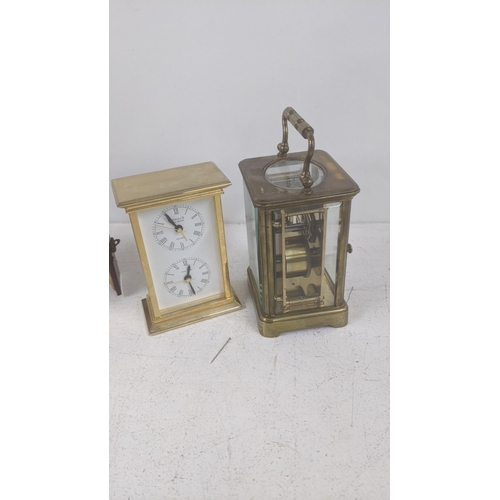 509 - Three carriage clocks to include a mid 20th century brass example and two others
Location: 5.2 
If t... 