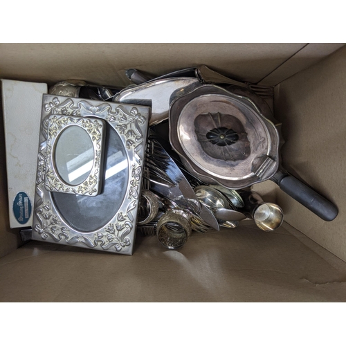 523 - A collection of silver plated cutlery, napkin rings, a teapot and other items Location: 1.3
If there... 