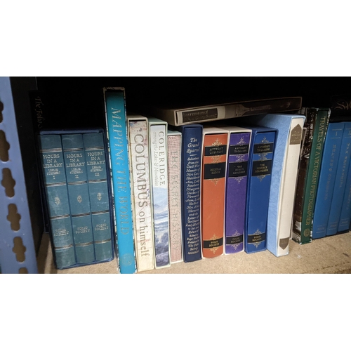 439 - A large collection of cased Folio Society books to include Columbus on Himself, Travels of a Victori... 