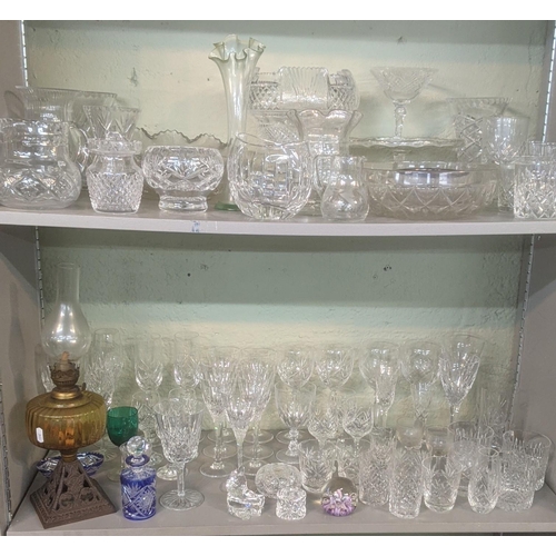 375 - A large lot of glassware to include Waterford Lismore red wine glass, Waterford teddy bear, a select... 