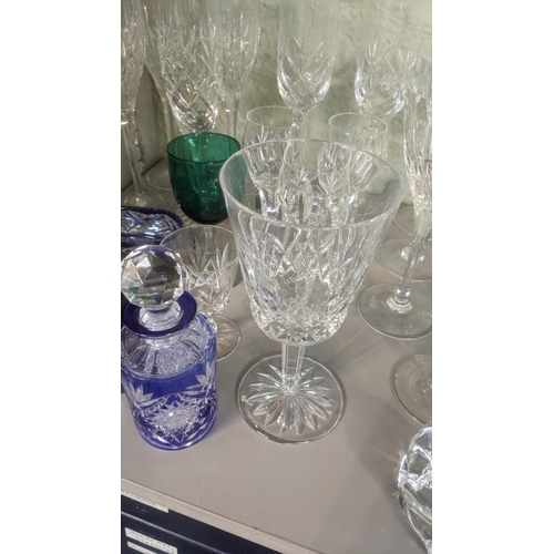 375 - A large lot of glassware to include Waterford Lismore red wine glass, Waterford teddy bear, a select... 