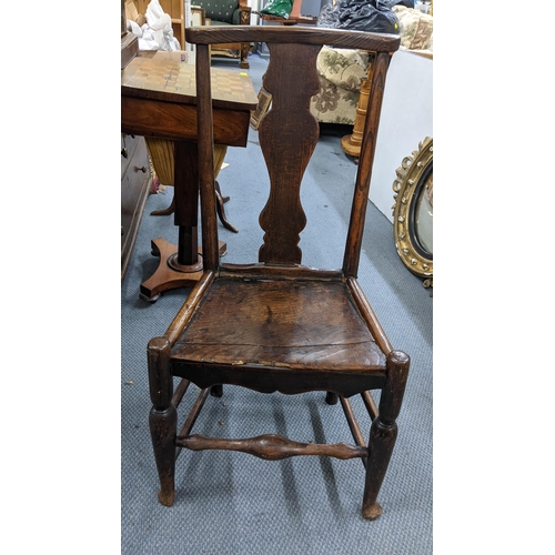 387 - Two 18th century elm and ash country splat back side chairs
Location: A2B
If there is no condition r... 