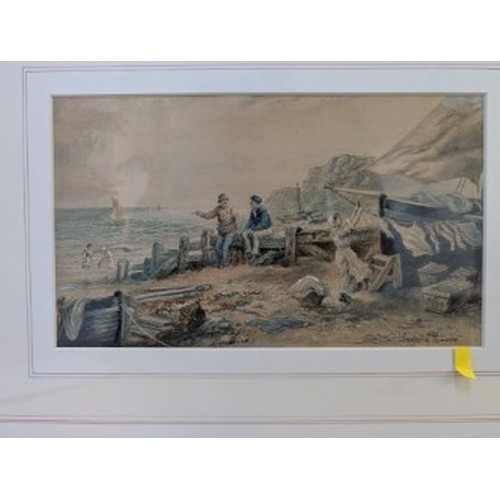 3 - J Douglas - a pair of country scenes with cottages, signed, 30cm x 46cm; and Leopold Rivers - coasta... 