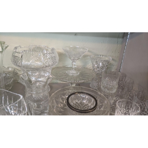 375 - A large lot of glassware to include Waterford Lismore red wine glass, Waterford teddy bear, a select... 