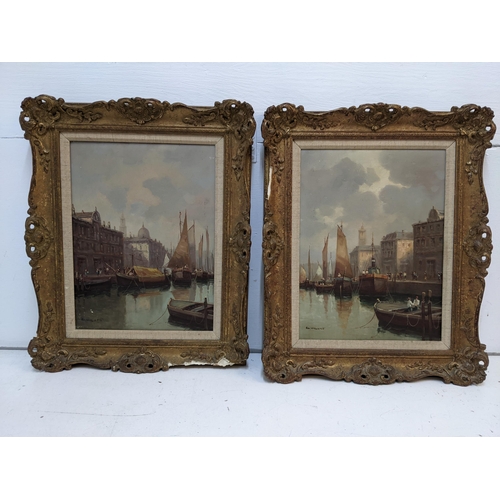 10 - Giuseppe Vigano - a pair of canal scenes, oil on canvas, signed, 39cm x 30cm, framed Location: RWM
I... 