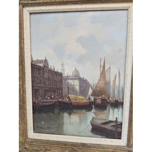 10 - Giuseppe Vigano - a pair of canal scenes, oil on canvas, signed, 39cm x 30cm, framed Location: RWM
I... 