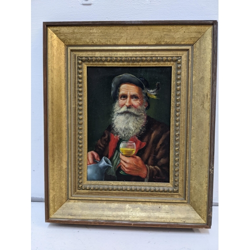 6 - A Bahman - a head and shoulders portrait of a German bearded gentleman with a glass of wine in his h... 