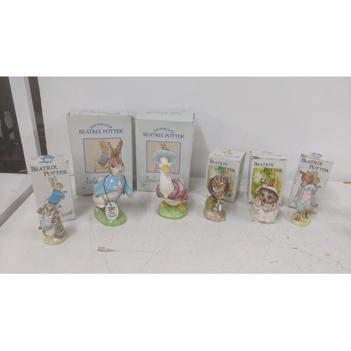 538 - A collection of Beswick ceramic models to include Jemima Puddle-duck with gold printed back plate al... 