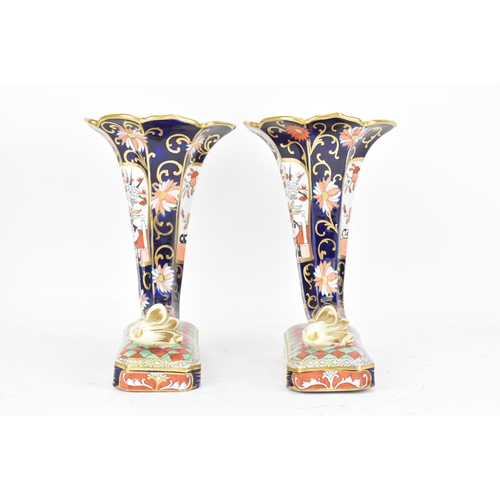 1 - A pair of early 19th century Masons ironstone Cornucopia, circa 1830, each painted in enamel colours... 