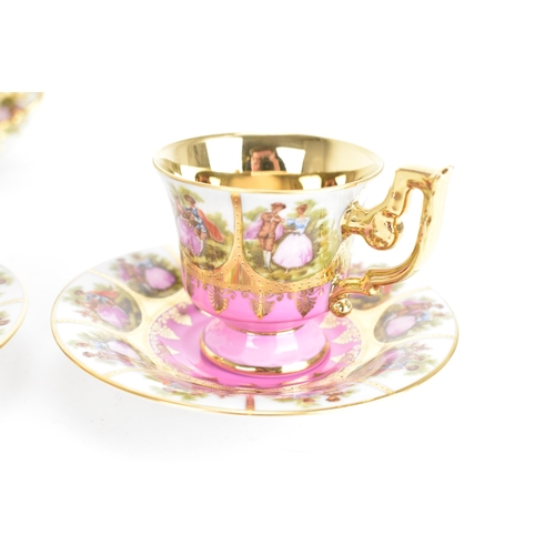 104 - A set of six J K W Decor Carlsbad Alt Wien for Vienna cabinet cups and saucers, each transfer-printe... 