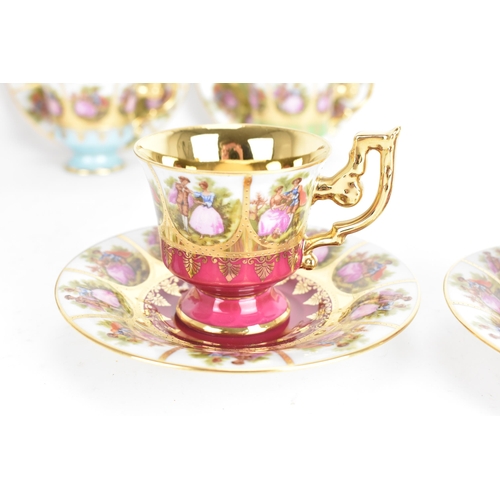 104 - A set of six J K W Decor Carlsbad Alt Wien for Vienna cabinet cups and saucers, each transfer-printe... 