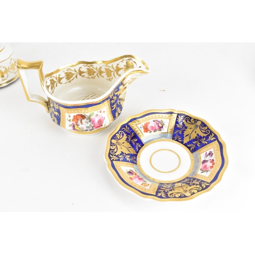 106 - A selection of 19th century porcelain tea ware to include a circa 1825 Ridgway creamer, two cups and... 