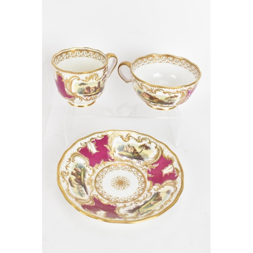 106 - A selection of 19th century porcelain tea ware to include a circa 1825 Ridgway creamer, two cups and... 