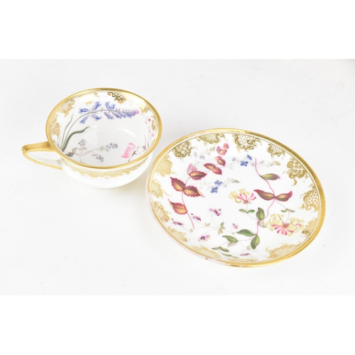 106 - A selection of 19th century porcelain tea ware to include a circa 1825 Ridgway creamer, two cups and... 