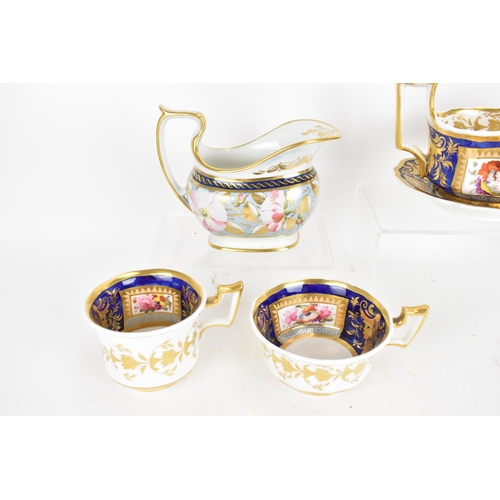 106 - A selection of 19th century porcelain tea ware to include a circa 1825 Ridgway creamer, two cups and... 