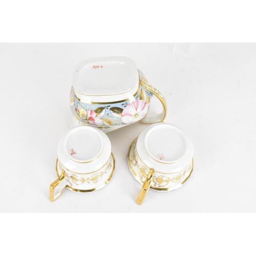 106 - A selection of 19th century porcelain tea ware to include a circa 1825 Ridgway creamer, two cups and... 