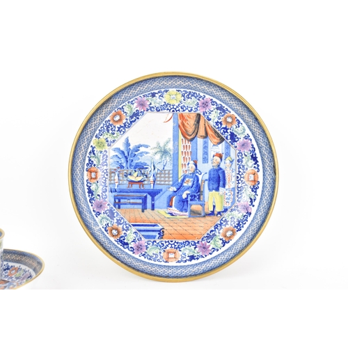 12 - An early 19th century Masons saucer-dish and cup and saucer, circa 1810-13, transfer-printed in unde... 