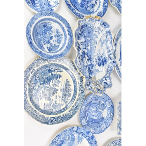 23 - A selection of Masons 19th century blue and white transfer-printed ceramics to include a dessert dis... 