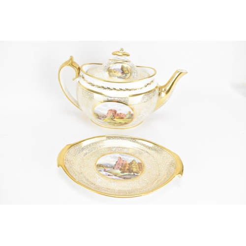 36 - An early 19th century Masons tea service, pattern no 528, consisting of a teapot and stand, trio, an... 