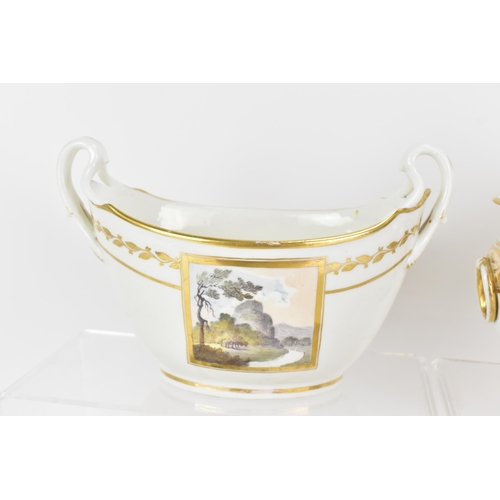 38 - A small selection of early 19th century Masons ware, each on white glazed grounds, hand painted with... 