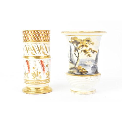 46 - Two early 19th century Masons vases, to include a spill vase with a bone china body, 12cm high x 6cm... 