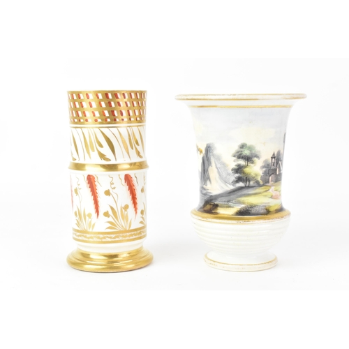 46 - Two early 19th century Masons vases, to include a spill vase with a bone china body, 12cm high x 6cm... 