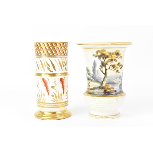 46 - Two early 19th century Masons vases, to include a spill vase with a bone china body, 12cm high x 6cm... 