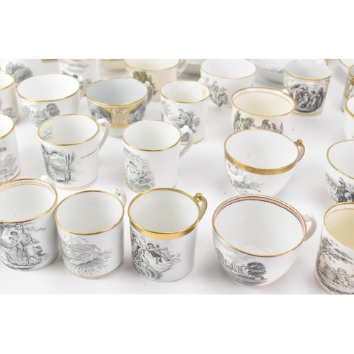 47 - A selection of early 19th century Masons tea ware, each piece bat printed with gilt highlights, depi... 