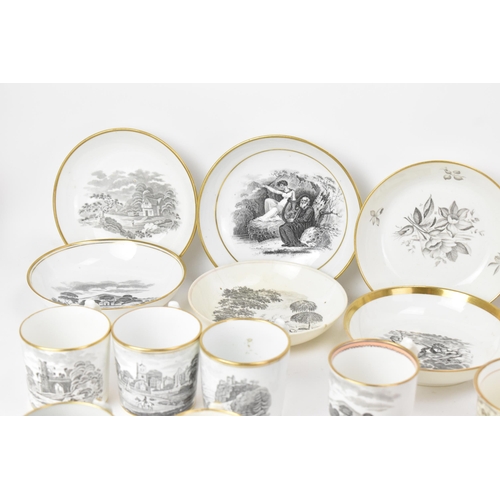 47 - A selection of early 19th century Masons tea ware, each piece bat printed with gilt highlights, depi... 