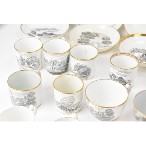 47 - A selection of early 19th century Masons tea ware, each piece bat printed with gilt highlights, depi... 